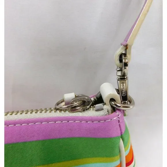 Vintage Coach Y2k Hampton Stripe Multi-Color Mini Baguette Shoulder Bag - Picture 7 of 11